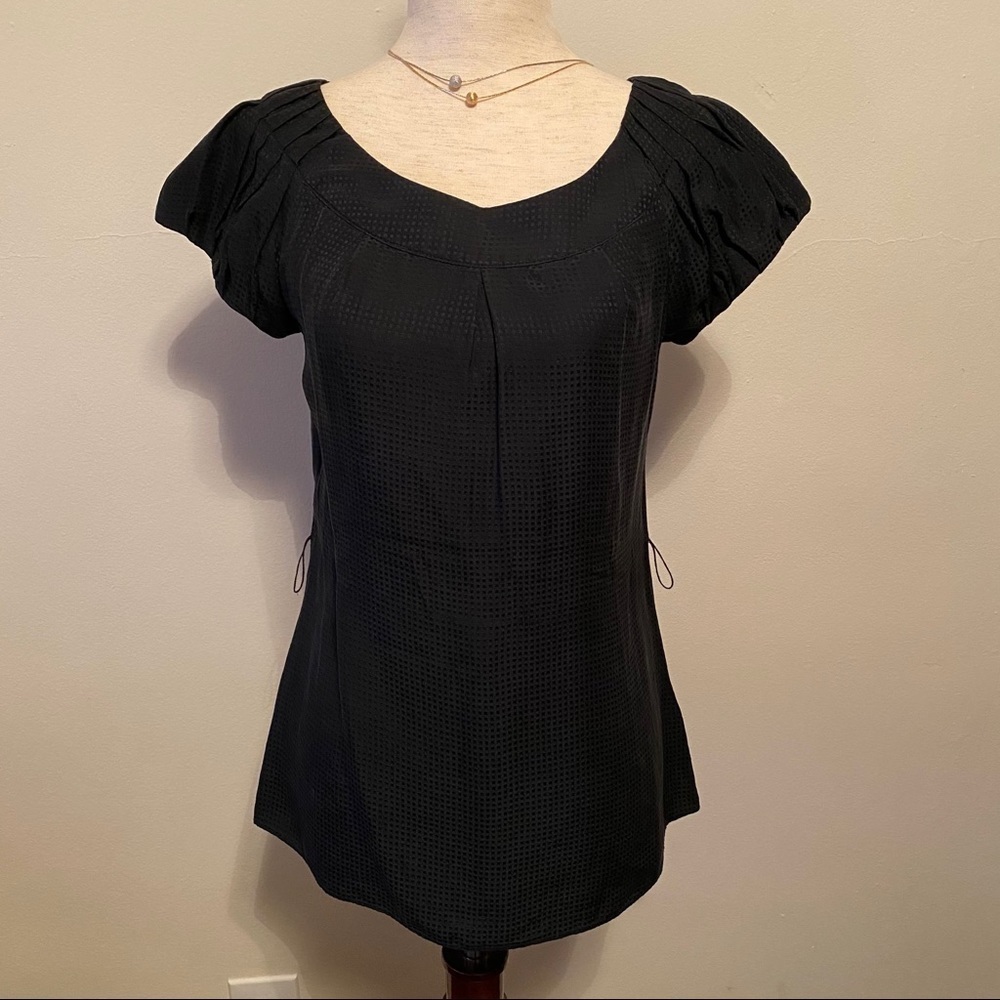 JACOB Silk Textured Black Blouse Size XS